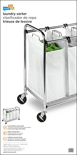 Honey-Can-Do SRT-01158 Verchromter Sortierer mit vier Fächern Metall 100,3 x 46 x 84,5 cm, Natural - 2