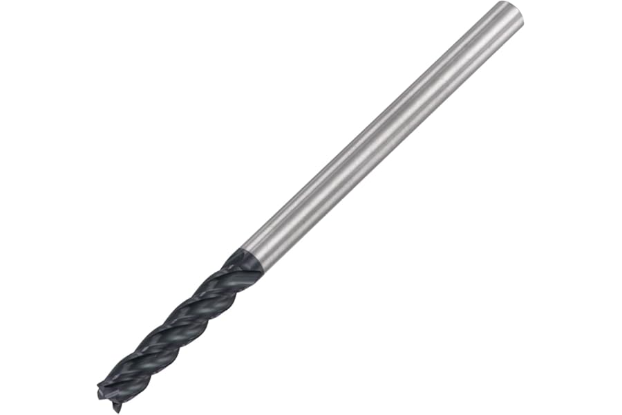 sourcing map Square Nose End Mill, 6mm Tip Dia Solid Carbide AlTiN Coated CNC Router Bits 4 Flute Spiral Milling Cutter HRC45 with 6mm Shank 100mm (4-inch) Length