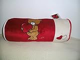 Kissenrolle mit Bär „I love You“ rotbeige ..42 x 15 cm..waschbar