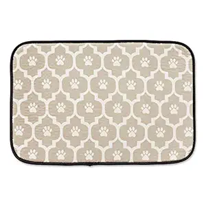 Bone Dry Machine Washable, Ultra Absorbent Pet Mat, 12x18, Stone/Off-White Lattice
