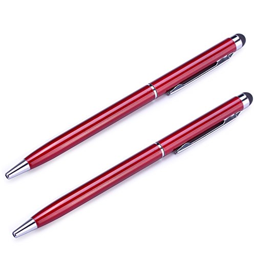 Liamoo 2 x Stylus Touchpen Stift für iPad, iPhone, Samsung Galaxy, HTC, Sony, Asus, usw (weinrot)