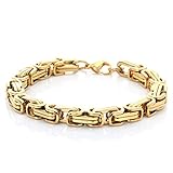 Aeici Armreif Titan Armband Für Männer Charakter Zimmer Gold Quadrat Schnalle Armband Voll Gold 5Mm Lang 21Cm