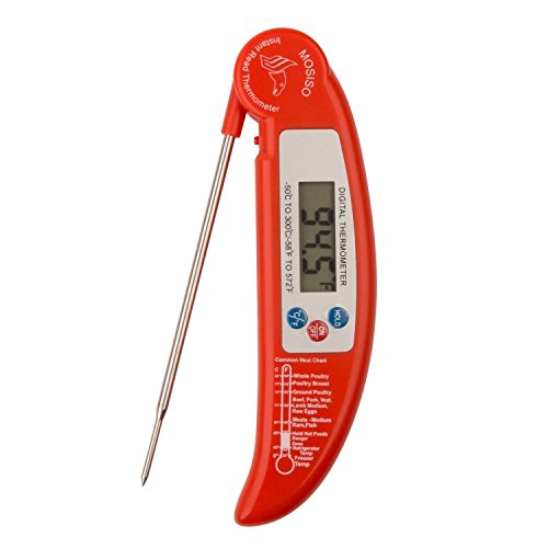 MOSISO Digitale Lebensmittel-Thermometer, Ultra Fast & Accurate Sofortdigitalanzeige Elektronische Grill Fleisch Essen / Grill-Thermometer, Rot