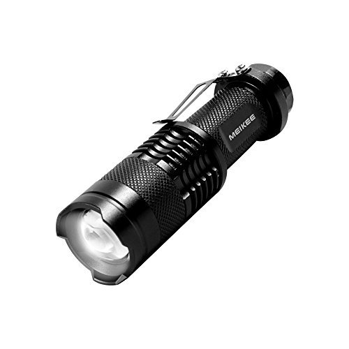 MeiKee LED Taschenlampe(400 Lumen Cree LED, IP65 Wasserfest, 3 Einstellungen Hell / Niedrig / Blinkfunktion), Schwarz …