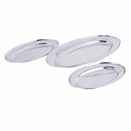 Kosma Set di 3 in Acciaio Inox Vassoio ovale | Vassoio | Piatto di Servizio | Piatto ovale | piatto di carne | piatto di riso | Piatti ovale - 30 cm