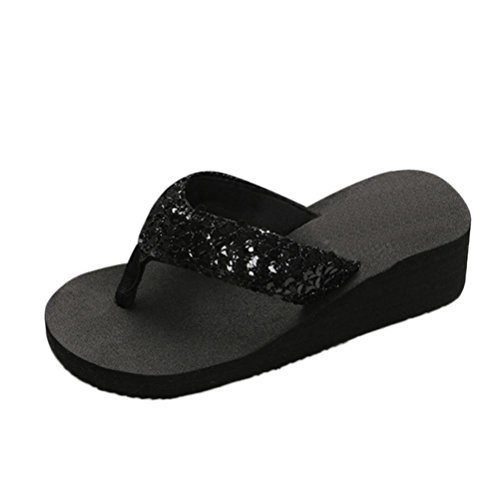 Yesmile Sandalias Para Mujer Zapatos Casual de Mujer Sandalias de Verano Para Fiesta y Boda Sandalias Antideslizantes de Verano Para Mujer Sandalias de Casa Chanclas Interior y Exterior (39, Negro)