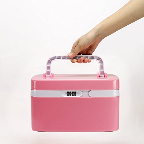 Aufbewahrungsbehälter Tragbar Beauty Case Multikoffer Transportkoffer Kosmetikkoffer FORTUNE DRAGON Aufbewahrung Organizer mit Zahlenschloss (Pink) - 9