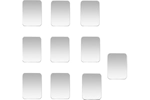 SUFUNE Pack of 10 Metal Plates Self-Adhesive Set, 40 mm Metal Plate for Magnets, Thin Metal Discs, Silver Metal Plate Compatible with Magnet Car Mobile Phone Holder (Rectangular)