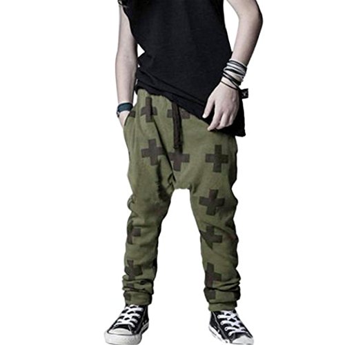 For 3-6 years old boys,Clode® Boy Baggy Harem Pants Joggers Elastic Bottoms (100cm(5-6Y), Army Green)