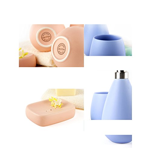 Yvonnelee Bad-Accessoires-Set, Bad Set Seifenspender, Zahnputzbecher, Seifenschale - 5