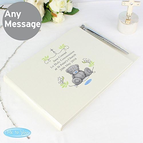 Always Present Personalised Religious Cross Guest Book &amp; Pen, Christenings, Holy Communion, Baptism, Add Any Message