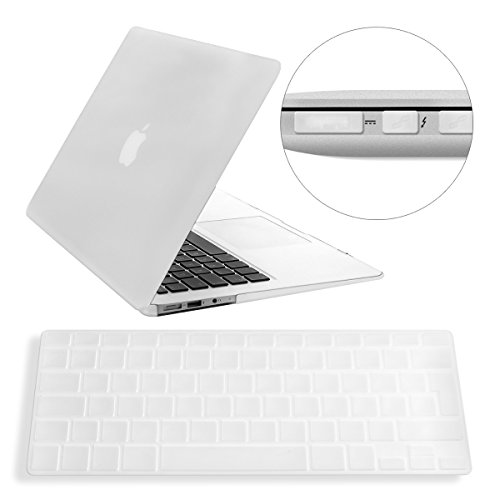 kwmobile 3in1 Set: Crystal Hülle für Apple MacBook Air 13" (Modelle ab Mitte 2011) Hard Case - transparente 2-teilige Schutzhülle Cover Tasche in Transparent + 12er Staubschutz-Set + Keyboard Skin Tastaturschutz
