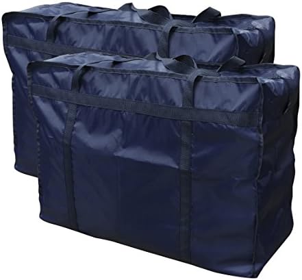 EVST Laundry/Storage Bags for Clothes, Duvet and Bedding Storage, Toy Storage, Go-to-School Moving Bags - Large Laundry/Storage Bags with Zips, 2pcsc (Dark Blue)