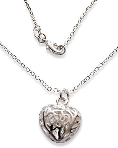 Orion Creations 925 Plata esterlina Filigrana Collar Colgante de Coraz-n en Caja de Regalo