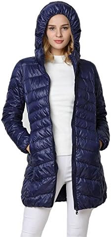 Deviz Queen Ultra Light Duck Down Jacket Packable Hooded Women (Color : Blue, Size : XXXL)