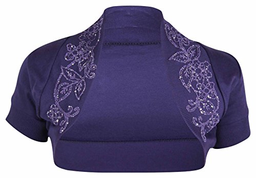 New 100% Cotton Sequin Beaded Cap Short Sleeve Shrug Bolero Cardigan Top Size 8-26
