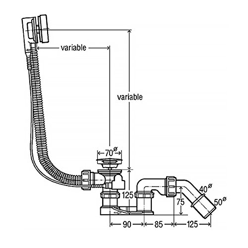 VIEGA Germany Ab-/Überlaufgarnitur für Badewannen Ø 52 mm, Chrom, Komplettset - 2
