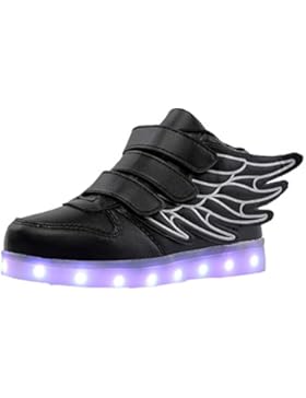 [Gesponsert]Aidonger Unisex Kinder LED Schuhe 7 Farbe Farbwechsel Turnschuhe USB Aufladen LED Sneaker Leuchtend Schuhe