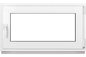 Framex Finestra in Plastica Bianca Larghezza x Altezza 95 x 40 cm (950 x 400 mm) Triplo Vetri (32 mm), Anta-Ribalta, Girevole DIN Destra – Premium