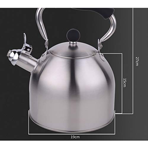 MDL Bouilloire de mnage, cuiseur  induction de gaz de bouilloire de mnage de l'acier inoxydable 304 Bouilloire de sifflement d'paississement 3L (Couleur : NOIR)