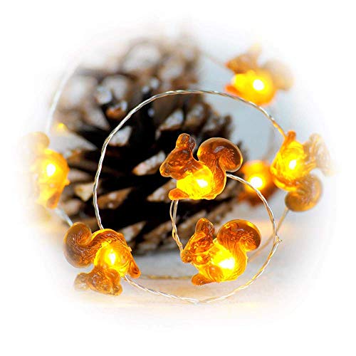 Preisvergleich Produktbild LED Lichterketten Weihnachte, Große 10Ft 40 LEDs Eichhörnchen Batteriebetriebene Festbeleuchtung für Indoor, Geschützer Außenbereich Thanksgiving Erntedankfest Christmas Partys