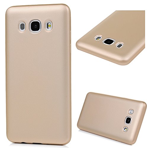 Lanveni J5 2016 Hülle, Handyhülle Etui Protective Case Cover TPU Silikon Schutzhülle Bumper Handytasche TPU-Bumper Weiche Silikon Case mit Glänzender Oberfläche Cover Design für Samsung Galaxy J5 2016 (Luxus-golden) + 1 x Stylus Stift + 1 x Staubdichte Stecker - 3