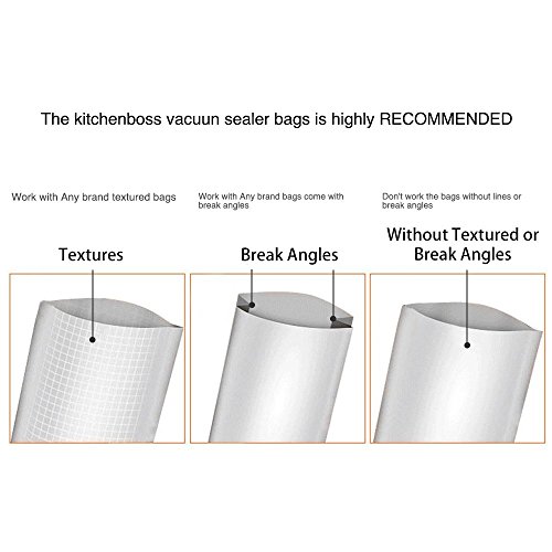 Vakuumierer, KitchenBoss Vakuumiergerät Lebensmittelverpackungsmaschine für Lebensmittel, Fleisch,Früchte, natürliche Aufbewahrung ohne Konservierungsstoffe,Vakuumregulierung,inkl. 5 gratis Profi-Folienbeutel (rote) - 6