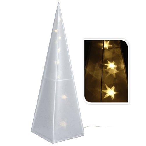 Preisvergleich Produktbild Leucht-Pyramide mit Sternen-Hologramm 45 cm