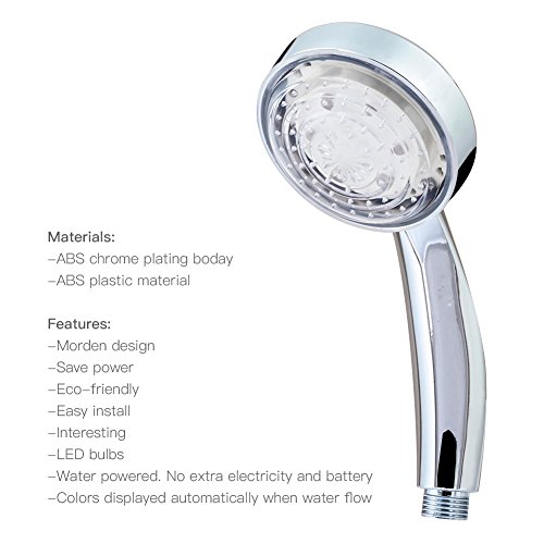 LED Duschkopf,CrazyFire 3 Farben Farbwechsel Brause Badezimmer,Duschkopf LED Temperatur Wassersparend - 3