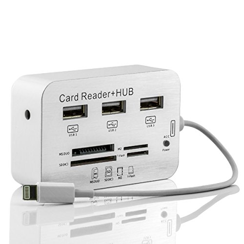 Lightning 8-Pin OTG Adapter Kartenleser Card Reader SD Micro SD Mini SD MMC MS M2 + USB-HUB für Kamera, Tastatur oder Maus für Apple iPad 4 / iPad Air / iPad Mini / iPad Mini 2 / iPad Mini 3 / iPad Mini 4 / iPad Air 2 / iPad Air Pro / iPad 5 - 2