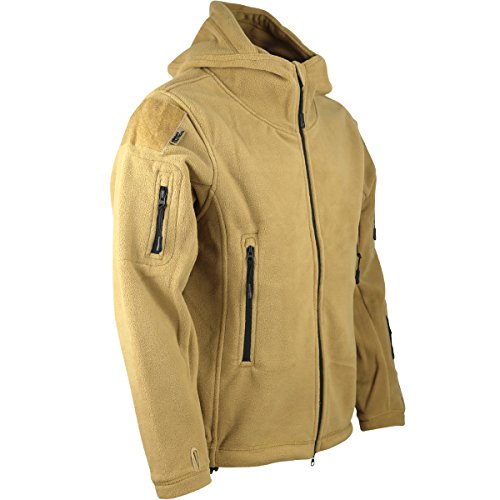 Kombat UK - Forro Polar Militar con Capucha, diseño de misión de reconocimiento, Hombre, Color Coyote/Tan, tamaño L