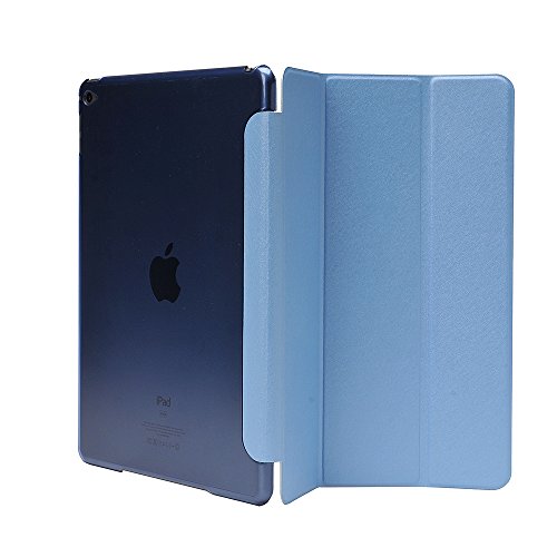 Apexel Seide Print Drei Falten Leder Schutzhülle mit transluzent Back Cover und Touch Pen für iPad Air 2 – Schwarz _ P Blau blau 24.2*17.2*1.3 - 4