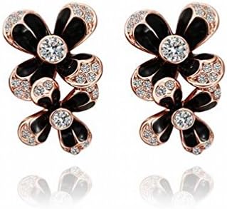 JJHVUGI a Pair of Environmentally Friendly Rose Gold Jewelry Flower Earrings / Stainless Steel / Anti-allergic / Silver Flashing / Diamonds / Small and Exquisite,B