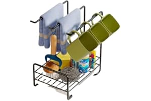 RAYPOW Organizador De Fregadero, multiusos El Accesorio Ideal Para Tu Cocina, De Acero Inoxidable, Manten Organizado Estropajos, Vasos, Trapo, Fácil De Limpiar Y Almacenar