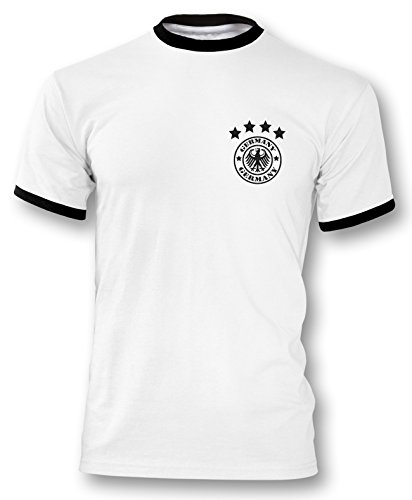 Luckja EM 2016 Trikot Deutschland Fanshirt Retro-Look Motiv 14 Herren Rundhals T-Shirt