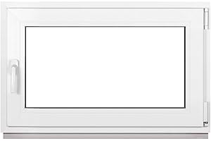 Framex Finestra in Plastica Bianca Larghezza x Altezza 110 x 60 cm (1100 x 600 mm) Doppi Vetri (32 mm), Anta-Ribalta, Girevole DIN Destra – Premium