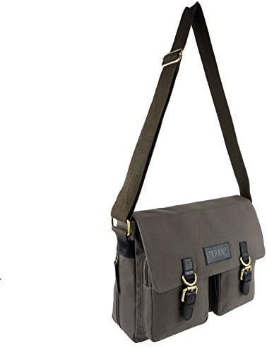 Canvas Leather Satchel Messenger Bag Travel Spacious
