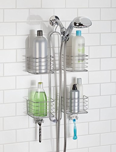 mDesign Duschregal fürs Badezimmer – 4 Ablagekörbe – Duschablage für Shampoo, Conditioner, Duschgel und weiteres Badzubehör – Extragroße Duschaufbewahrung – Farbe: Silber - 2