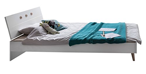 Wimex B01291 Bett, Holz, alpinweiß / absätze eiche sägerau nachbildung, 210 x 140 x 60 cm