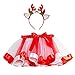 Produktbild i-uend Weihnachten Baby Outfits, Mädchen Kinder Tutu Party Ballett Regenbogen Baby Kostüm Rock + Hirsch Stirnband Für 2-11 Jahre