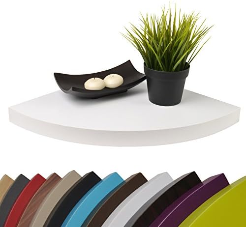 Moorland Floating Shelf Corner Wall Display Storage Ikarus 35 x 35 x 3.4cm Rack incl. Mounting material - White