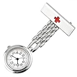 Easy Go Shopping Krankenschwester Uhr Gesundheitswesen Krankenschwester Arzt Uhr Krankenschwester Revers Pin Watch Clip-on hängen medizinische Taschenuhr (Farbe : Silber)