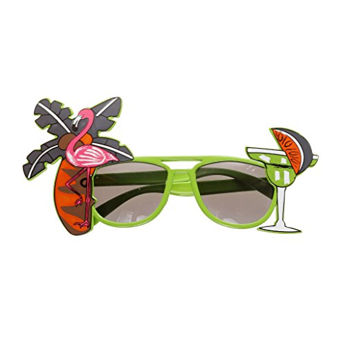 Flamingo Cocktail Hawaiische Sonnenbrille Fancy Dress Spaßbrillen Brille Kostüm - Grün, XXXXL