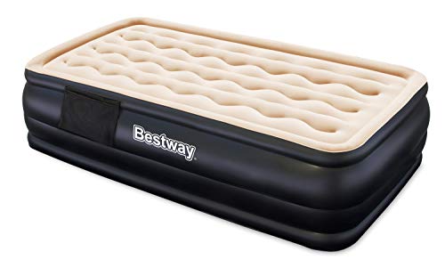 Bestway Airbeds Dreamair Premium Single Airbed with Electric Built-In Pump, Air Mattress with Soft Flocked Surface and Travel Bag, Black, Single