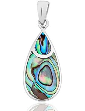 DTPsilver - Anhänger 925 Sterling Silber und Abalone Paua Muschel Träne