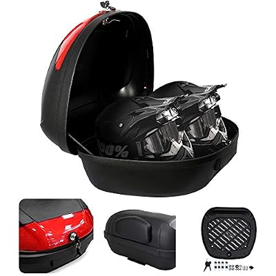 Todeco - Top Case Universel, Coffre pour Casque - Matériau: PP - Dimensions: 59,5 x 43,5 x 31 cm - Noir, 52 Litre(s), avec Dosseret