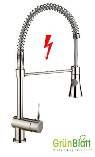 Niederdruck Küche Armatur mit Geschirrbrause Küchenarmatur Einhebelmischer Wasserhahn Brause Handbrause Küchenarmaturen Armaturen Edelstahl Optik matt