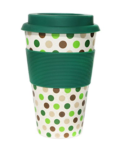 ECOffee cup "Green Polka", 400ml, No Drip Lid