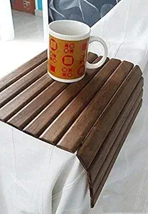 Eagle Furniture Multipurpose Wooden Flexible Sofa Tray for Home, Armrest Rollable Tray for Office Couch, Picnic Table and Dining Table mat for Out Door Indoor Drinks Snacks Solid Wood in Dark Brown