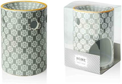 Shabby Chic Oil Burner Aromatherpay Scent Candle in Light Green &amp; White Flower Pattern HTTP0071